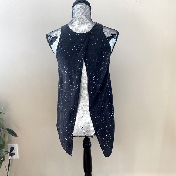 Aritzia Wilfred Black Confetti Split Back Silk Tank Top S - Picture 4 of 9